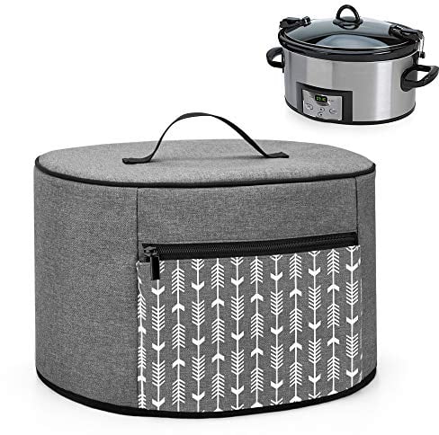 Yarwo Slow Cooker Dust Cover Compatible with Morphy Richards, Crock Pot, Russell Hobbs and other 5.7-8L Slow Cooker, with Zipper Pocket and Wipe Clean Liner, Grey