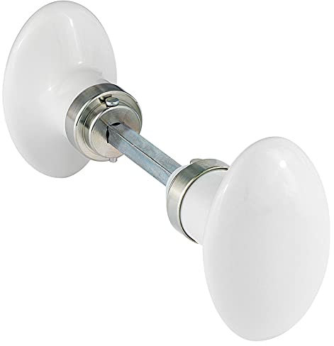 Centrale Brico Lot de 2 boutons de porte Uni porcelaine de limoges nickelé mat