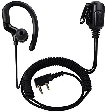 HYS Auricolare radio a forma di G a 2 pin con microfono, compatibile con Kenwood Baofeng UV5R Walkie Talkie, auricolare radio bidirezionale per polizia di sicurezza