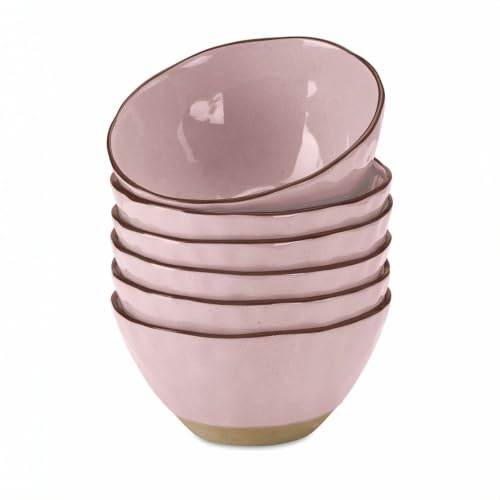 LOBERON Schüssel 6er Set Biarré, rosa | unebenes, ursprüngliches Design, mediterraner Charakter, Geschirr, spülmaschinenfest, Tischaccessoires, Steinzeug