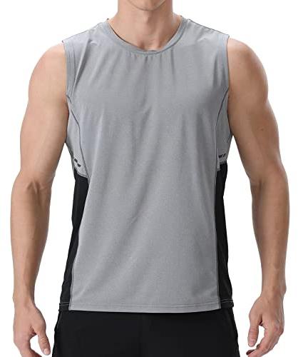 visionreast Tank Top Herren Ärmelloses Sport Tshirts Herren Funktionsshirt Atmungsaktive Muskelshirts Gym Tanktop Schnelltrocknendes Ärmelloses Fitness Shirt für Training,Laufen Grau L