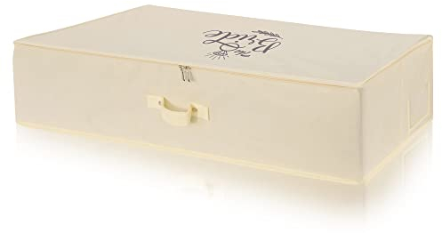 Wedcova Aufbewahrungsbox für Hochzeitskleid, atmungsaktiv, für Brautkleid, Kleidung, unter dem Bett, mit 10 säurefreien Seidenpapieren, elfenbeinfarben