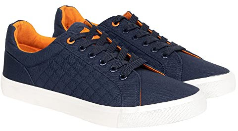 Crosshatch New Mens Boys Trainers Lace up Casual Canvas Plimsolls Gym Pumps Flat Sneaker UK Navy 9