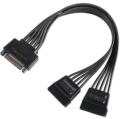 SATA Power Y Splitter cavo adattatore connettore 15 pin SATA maschio a doppio disco rigido HDD SSD cavo di alimentazione 22 cm
