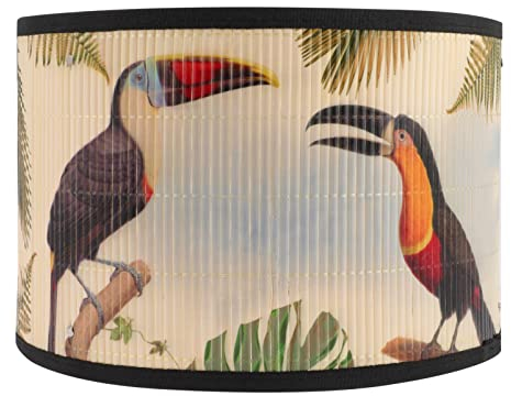 Tamburo Paralume E27 Vintage Paralume in Tela Uccelli Modello Lampadario Copertura Lampada Accessori Luce Sostituibile per Lampada a Sospensione da, 30X30x20CM