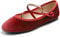 Feversole Women's Stretchy Elastic Ankle Straps Ballet Flats Shoes Coral Velvet Size 6 UK