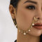 Inateannal Anneau de nez punk chaîne perle strass pompon anneau de nez cerceau ethnique nez à oreille chaîne avec clous faux non piercing anneau de nez bijoux indiens pour femmes filles