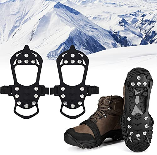 Umllpet Schuhspikes, Steigeisen, Schuhkrallen Schuhe Spike mit 11 Edelstahl Zähne und Silikon Band Anti Rutsch Schuhspikes Ice Grips für Den Winter Steigeisen, Den Stiefel, Schuhkralle, Eisspikes(L)