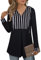 Siddhe Pullover Damen Gestreift Hoodie Zip Up Tunika Damen Langarm Bluse Kapuzenpullover Oberteile Pulli mit Kapuzen und Zip Longshirt Reißverschluss Lang Sweatshirt A-Linie Locker Tops, Schwarz XXXL