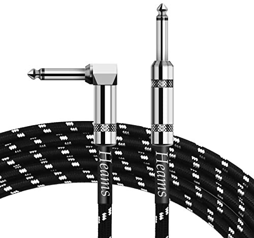 Heams Premium 20 FT Guitar Cable, 1/4 Inch Instrument Cable- Noise Free and Long-Lasting Guitar Chord- AMP Cord for Bass, Electric Guitar, Electric Mandolin, Right Angle
