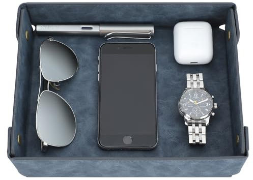 CASIRENA Kunstleder-Tablett für Herren – Auffangtablett für Eingangstisch, Schlüssel, Geldbörse, Uhr, Münzwechsel, Telefon, Kommode, EDC, Dump Schmuck, Nachttisch, Schreibtisch, Auffangtablett
