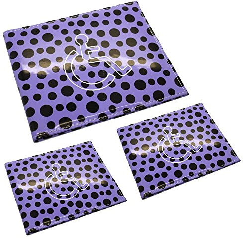 Blue Badge & Timer Holder - PU Leather Disabled Badge Holder Protector, Purple