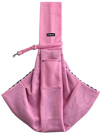 Leconpet Sac à bandoulière pour chien avec poche pour téléphone portable, boucle de sécurité, convient pour les chiots, les petits chiens et les chats pour les voyages en plein air (rose)