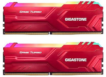 【RGB DDR4 RAM】GIGASTONE Game TURBO 16GB Kit(2x8GB) DDR4 3200MHz PC4-25600 CL 16-18-18-40 XMP 2.0 AMD Ryzen 1.35V UDIMM 288pin Unbuffered Non ECC Ideale Desktop alta prestazione Memoria-Rosso