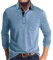 Mens Polo Shirts Long Sleeve Tops Casual Shirt Golf Top Cotton Tee Basic T-Shirt Knitted Buttons Blue XL