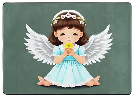 ResKiu Niedlicher kleiner Engel starke rutschfeste Fußmatte, Haustürmatte, Außeneingang, bedrucktes Muster, Fußmatte lustig