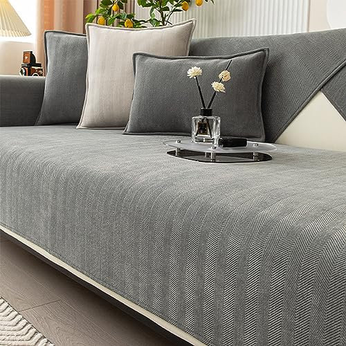 GLDWEY Funny Fuzzy Fischgrätenmuster Chenille Stoff Sofabezug - Stilvoller Möbelschutz zum Schutz Ihres Sofas
