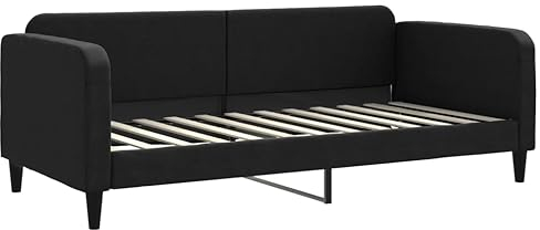 vidaXL Tagesbett, Gästebett 2-in-1, Sofabett Schlafsofa für Schlafzimmer Wohnzimmer, Bettsofa Sofa, Modernes Design, Schwarz 90x200cm Stoff