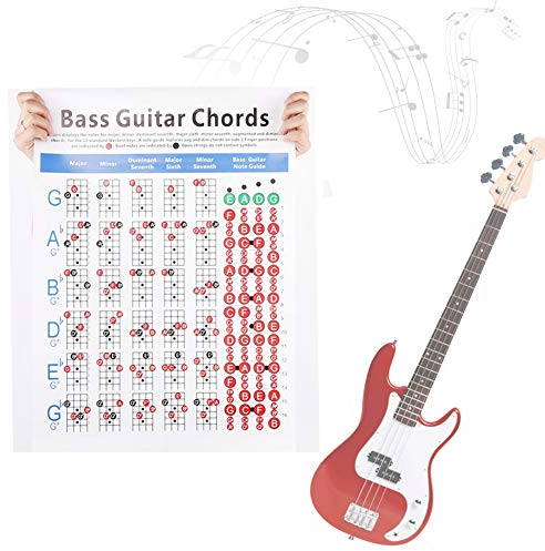 Gitarren-Akkord-Diagramm, Bass-Bass-Akkord-Theorie, Premium-Matt-Vertikal-Poster, Bassgitarren-Poster, Griffbrett-Notizen, Gitarren-Finger-Übungstabelle, Poster, 4-saitig, für