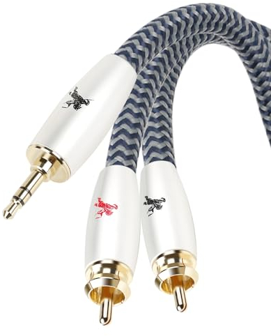 Impeto Câble Cinch Jack 3,5 mm vers 2 RCA Mâle Adaptateur haute qualité audiophile Audio Stéréo Cable RCA mini Jack Auxiliaire pour TV Smartphone DVD PC Home Cinéma Amplificateur Hi-Fi -2 m
