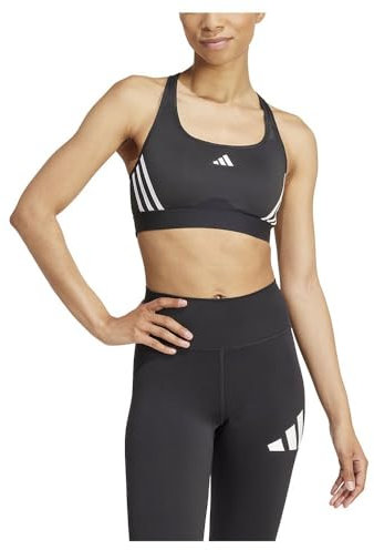 adidas Damen PowerReact Train 3Stipes Bra, Black, S
