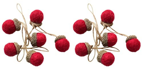 Warmhm 12PCS Felt Pine Cones Christmas Tree Hanging Wool Acorns Christmas Tree Ornaments Stocking Stuffer Pine Cones Mini Felt Balls for DIY Crafts Xmas Winter Holiday Party Decors