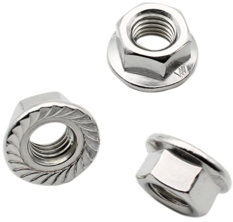 Ecrou a Embase Crantée M10 : 20 Pcs Visserie Inox pour Vis Boulon Rondelle | Ecrou Frein Hexagonal Collerette | Ecrou Bride Blocage Acier A2 Anti-Rouille - DIN 6923 | Ecrous PROTORX
