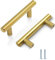 2 Pack Kitchen Cupboard Handles - Stainless Steel Door and Cabinet Handles for Wardrobe and Drawer (Gold, Hole Centre 64mm)