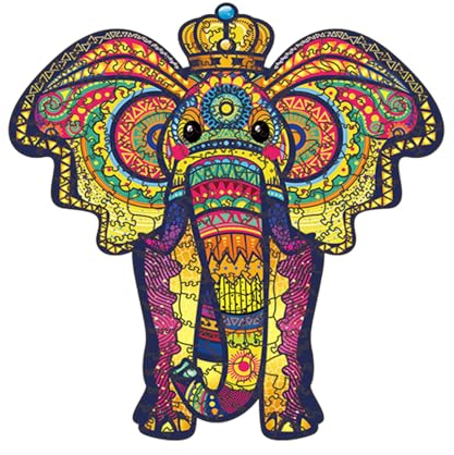NBFBA Holzpuzzle Erwachsene, 100pcs Elefant Spaßiges Unregelmäßig Geformtes Puzzle für Erwachsen, 18 * 19.3cm Lernspielzeug für Erwachsene und Kinder Familienspielsammlung
