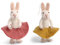 Gry & SIF Osterhasen Figuren klein zum Aufhängen oder Hinstellen, aufwendige Handarbeit mit vielen Details, Fairtrade, Osterdeko aus Filz | 1x Deko Häschen mit gelben und rosa Rock, 15 cm