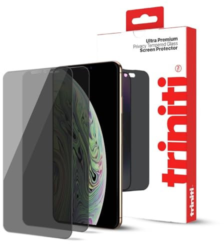 TRINITI 2-Pack, Full Coverage Privacy Screen Protector designed for iPhone XS Max, iPhone 11 Pro Max 6.5-Inch, Anti Scratch, Impact Protection, 9H Hardness Tempered Glass Film Case-Friendly