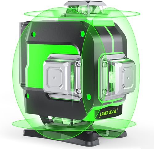 Kreuzlinienlaser 4x360°, FELLAT Kreuzlinienlaser Grün Selbstnivellierend Laser Wasserwaage 16 Linienlaser Rotationslaser mit 2x4000mAh wiederaufladbare Batterien für Innenbereich Baustelle