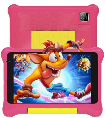 Yicty Tablette pour Enfants 7 Pouces Android avec contrôle Parental et éducation des Enfant, Bluetooth, WiFi, Double caméra, GMS, Coque Antichoc, Application pour Enfants préinstallée (Rose)