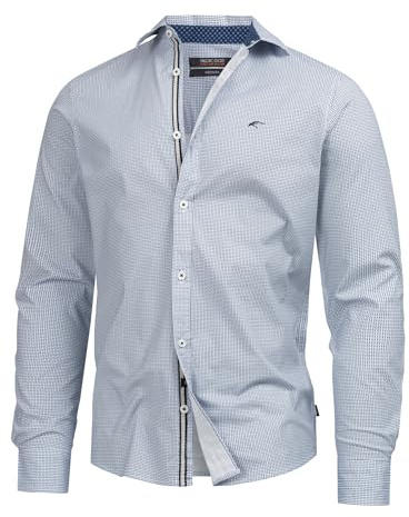Indicode Herren INSamwell Hemd Gemustert aus 98% Baumwolle | Herrenhemd für Männer Navy, M