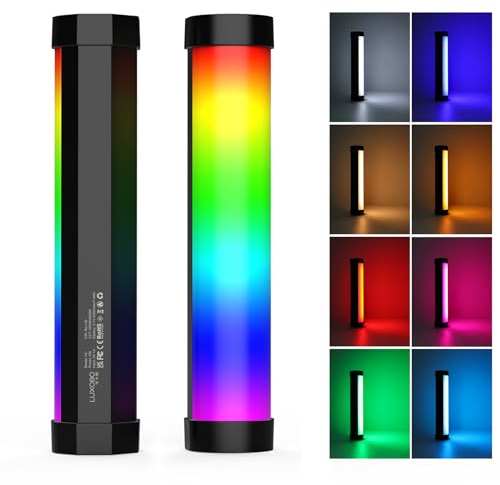 LUXCEO V8 LED Videoleuchte, RGB Lichtstab Fotografie,CRI 95+,eingebautem Akku 2000 mAh,3000K/6000K, Helligkeit 5–100% einstellbar, 4 Effekte für TikTok,Vlog,YouTube,Fotografie