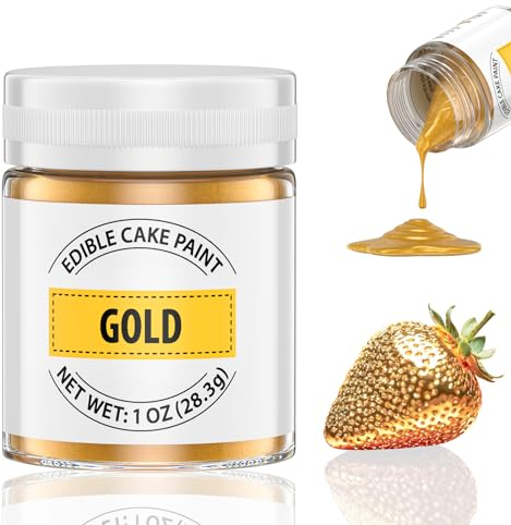 Gold Essbarer Glitzer, 28g Flüssiges Essbares Glitzerpulver für Kuchen - Eskalieren Metallisch Glitzer Paint für Fondant, Schokolade, Kuchendeko, Lebensmittel Glitzer Glitzerpuder für Torten