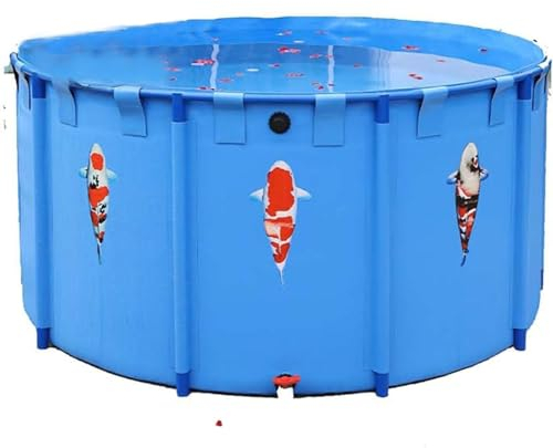XDLYWUZIQ Fischteich-Pool Aus Segeltuch, Runder Oberirdischer Pool, Faltbarer/Tragbarer Pool-Aquarium Mit Ablassventil, Zucht Im Freien, Reservoir,1.2x0.6m