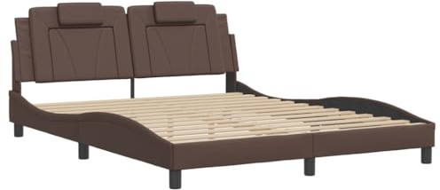 vidaXL Bettgestell, Bett Viana ohne Matratze, Bettrahmen mit Lattenrost, Doppelbett für Schlafzimmer, SchlafzimmerBettgestell Braun 160x200cm Kunstleder