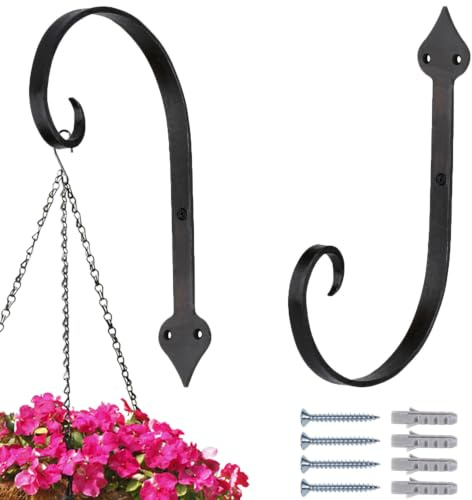 2er Set Handgeschmiedeter Wandhaken Mapov aus Eisen in Schwarz 27 cm