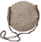 Macosa AS6953/s Umhängetasche rund Beige Schwarz Papiergeflecht 24 cm Strandtasche Handtasche Sommertasche mit Muscheln Damen Tasche Henkeltasche Schultertasche