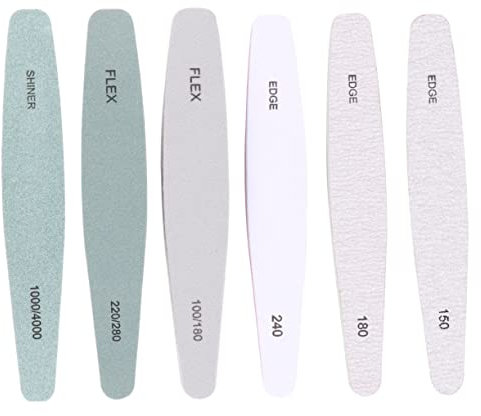 HONMEET 6pcs Durable Nail Files for Professional Manicure Pedicure Double-Sided Polishing Bars for Natural and Artificial Nails Lightweight and Convenient Manicure Tools