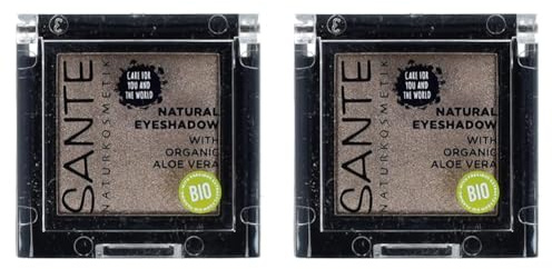 SANTE Naturkosmetik Natural Eyeshadow 04 Tawny Taupe, Lidschatten Matte Farbnuance, Bio-Extrakte, Vegan, 1, 8g (Packung mit 2)