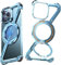 NIFBANG Z Shape Case for iPhone 13 Pro Phone Case,Frameless Metal with Magnetic Ring Stand,360°Rotating Kickstand Protective Cover,Slim Shockproof Bumper Cases for iPhone 13 Pro,Blue