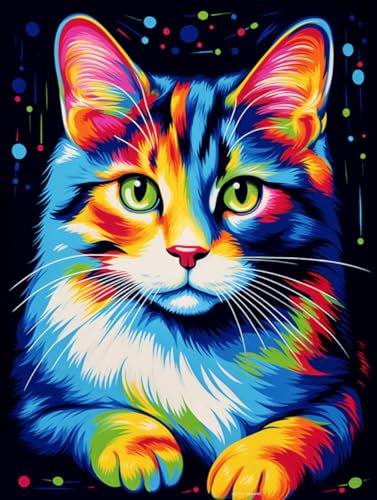 jieyisier Diamond Painting Erwachsene,Katze Diamond Painting Set für Erwachsene,Diamant Painting Bilder Home Wall Decor 12x16 Zoll