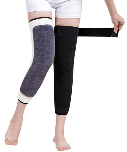 Faxianther Men Women Thick Knee Warmer Winter Thermal Plush Lining Knee Braces Leg Warmer Sleeves Windproof Ski Cycling Knee Leg Wraps