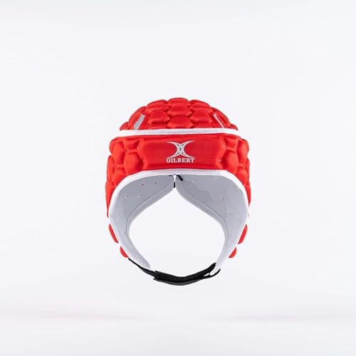 Casque Rugby Gilbert XP 250 rouge (Headguard), tailles senior/junior (M)