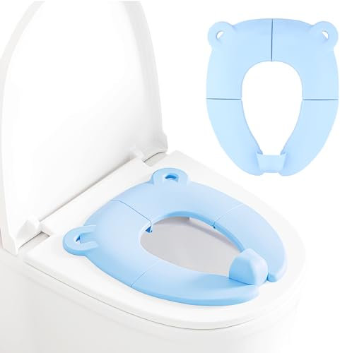 Training Toilet Seat, Foldable Toilet Seat Toddler with Splash Guard, Portable Potty for Boys and Girls, Toddler Toilet Seat with Travel Bag, Non-Slip Toilet Seat Covers, Blue