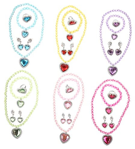 ifundom Set Di Gioielli Per Bambine Di Collane Bracciali Anelli e Orecchini Colorati Viola e Fucsia Perfetto Per Compleanni e Occasioni