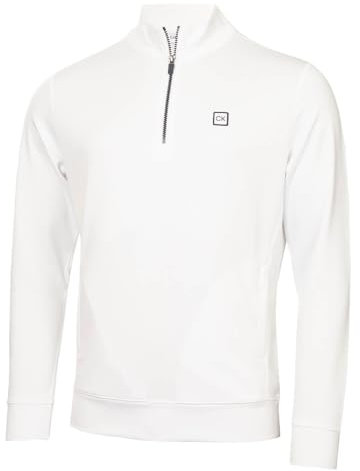 Calvin Klein Mens Concord Half Zip Stretch Soft Sweater - White - L