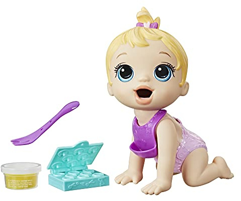 Baby Alive Lil Snacks Doll, Eats and Poops, Snack Theme, 8 Inch Baby Doll, Snack Box Shape Toy for Kids Aged 3+ Blonde Hair